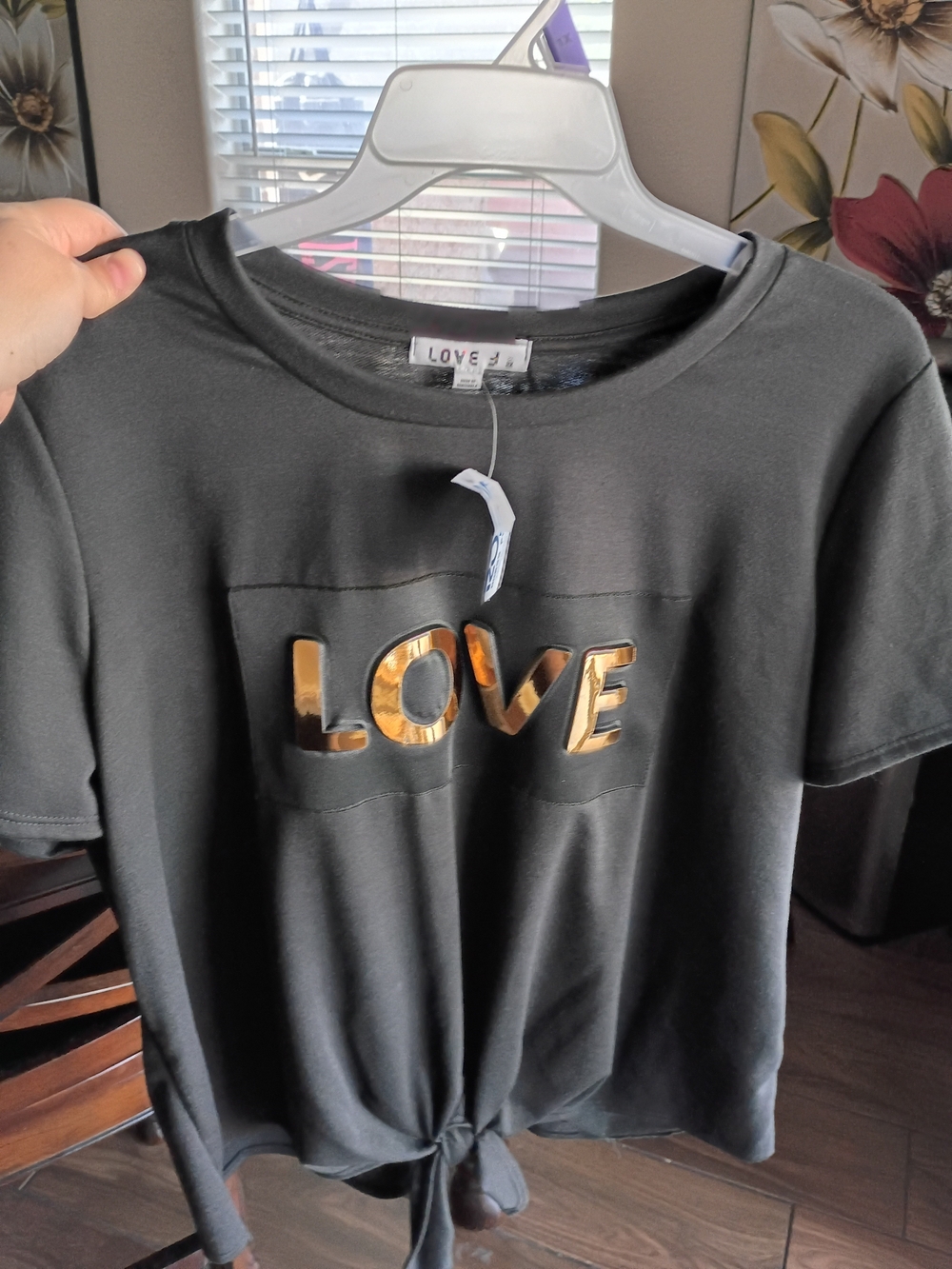 love J Black Tee with Multicolor Lettering